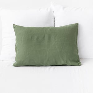 Forest Green Linen Pillowcase – Soft Stonewashed Flax Sham – Custom Size Breathable Pillow Cover – Deep Green Bedding Accent in Pure Linen
