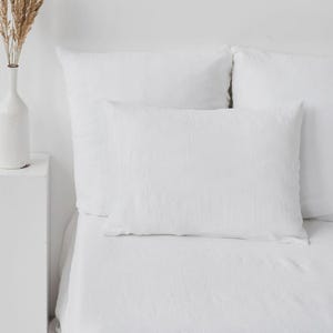 White Linen Pillowcase – Soft Stonewashed Flax Sham – Custom Size Breathable Pillow Cover – Crisp Neutral Bedding Accent in European Linen