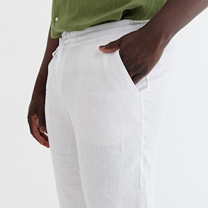 Men’s Linen Pants — Natural Melange Drawstring Pants — Tapered Summer Trousers PALERMO image 8