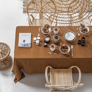 Cinnamon Linen Tablecloth – Custom Size Round, Square, Rectangular – Soft Washed European Flax – Rustic Fall Decor – Eco Friendly Dining