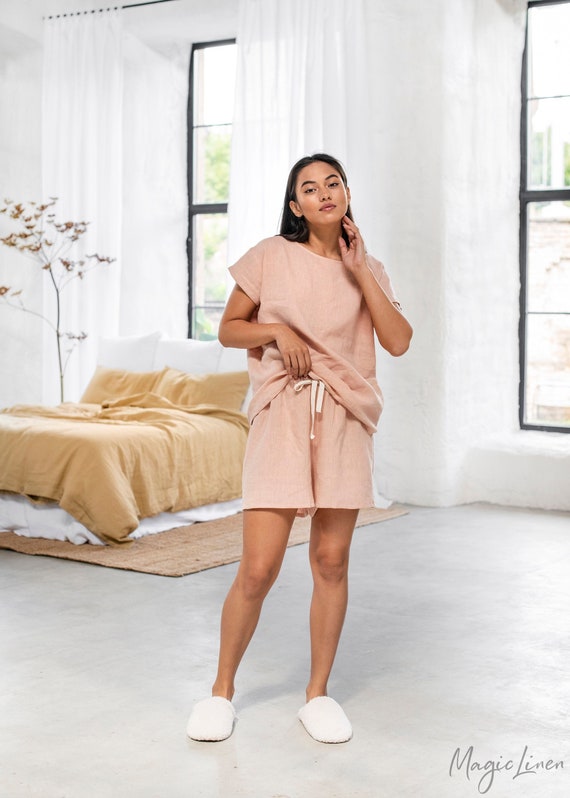 Peach pajama shorts sale