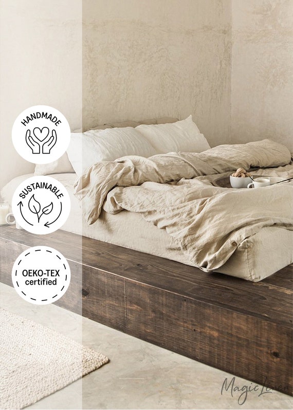 Linen Bed Sheet Set, Natural Oatmeal