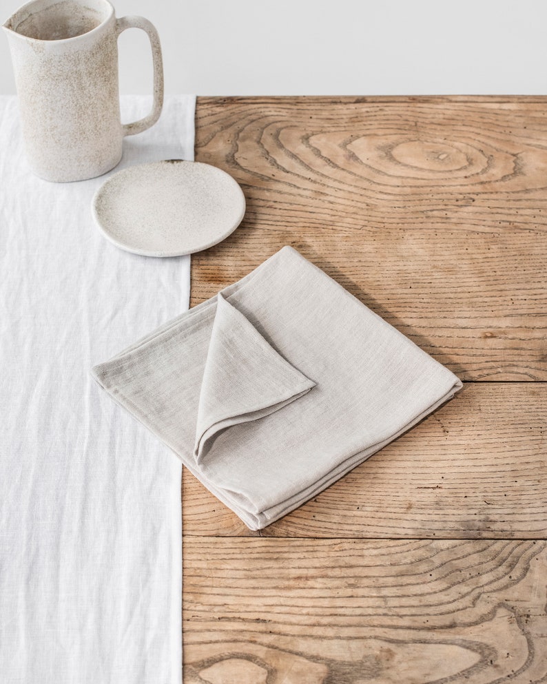 Light Gray linen napkin set of 2. Handmade, stone washed linen napkin set. Gray linen napkins. Table decor, table linens image 2