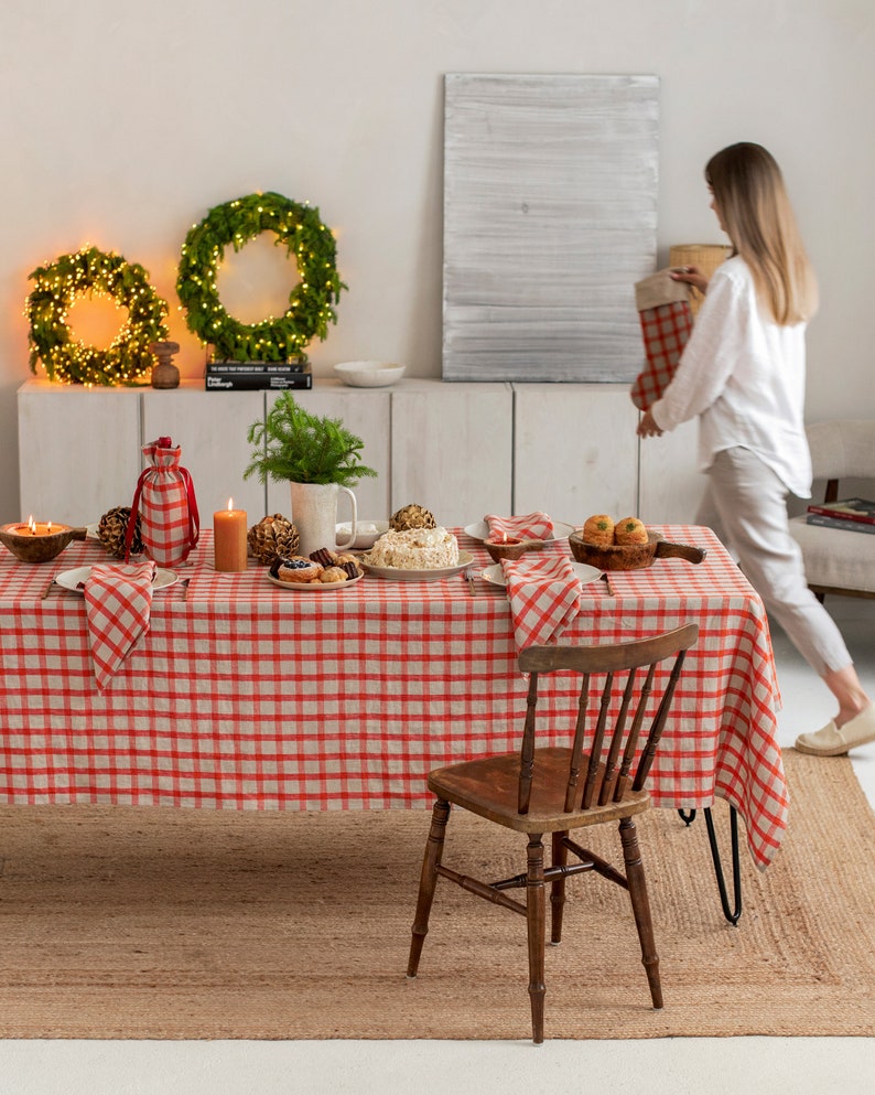 Etsy - Red gingham linen tablecloth by MagicLinen