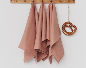 Linen Tea Towel Set of 3 — 100% European Flax Linen Kitchen Towels — Absorbent Dish Cloth — Hanging Kitchen Gift — Farmhouse Home Decor