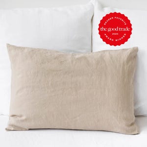 Natural Linen Pillowcase — Beige Pillow Cover — Standard King Queen Pillowcase — Linen Bedding