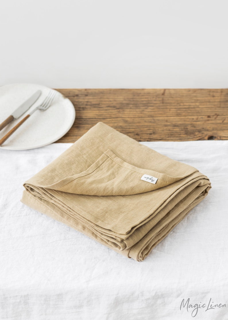 Sandy beige Linen Tablecloth Round, square, rectangular table linens Custom linen fabric tablecloth image 7