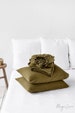 Linen sheet set in Olive Green color. Fitted sheet, flat sheet, 2 pillow cases. Twin, Queen, King.