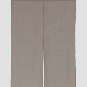 Linen Noren Curtain – Soft Mocha Doorway Panel with Rod Pocket – Japanese Room Divider – Stonewashed European Flax – Modern Rustic Decor