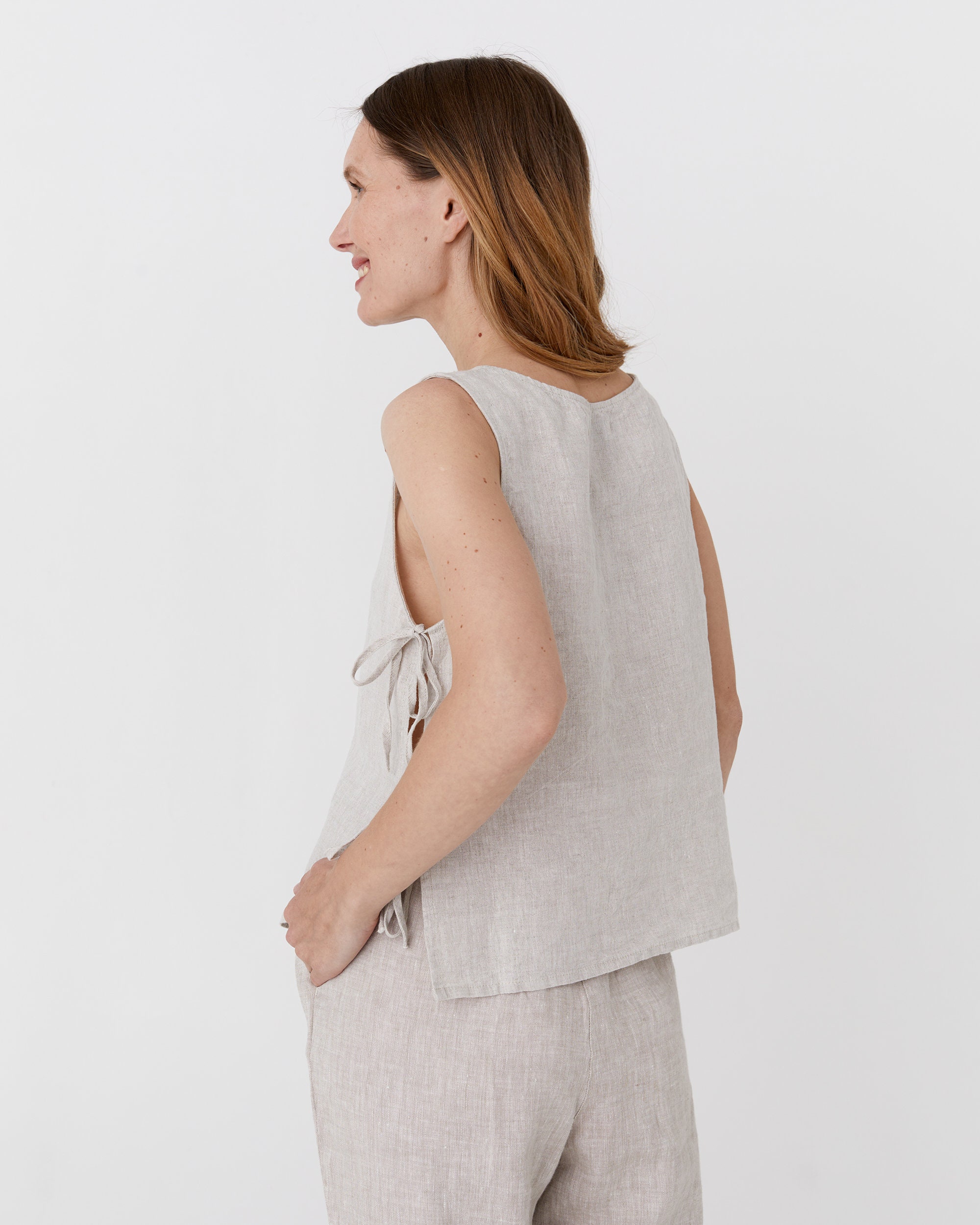 Linen Tank Top for Women LUCERNE, Natural Melange Linen Top