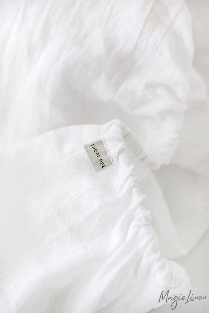 Linen Fitted Sheet in White. Linen Sheet in King / Queen Etsy