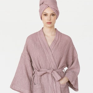 Linen hair towel turban. Hair Towel Wrap. Head towel. Bathroom accessories. Woodrose