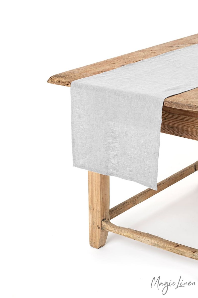 Linen table runner. Handmade, stone washed linen runner. Softened linen runner. Table linens, table decor. Light gray