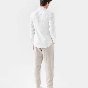 Men's linen pants TRUCKEE in Dried moss Elastic waist linen trousers Boho pants image 8