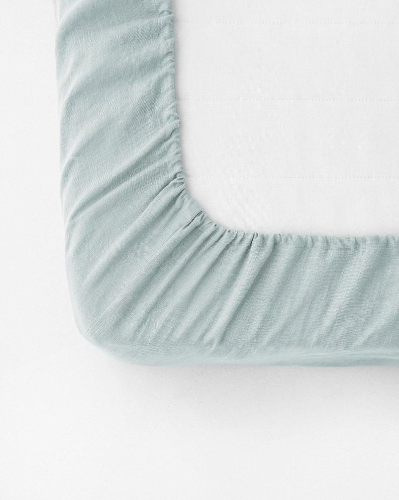 Etsy - Dusty blue linen fitted sheet by MagicLinen