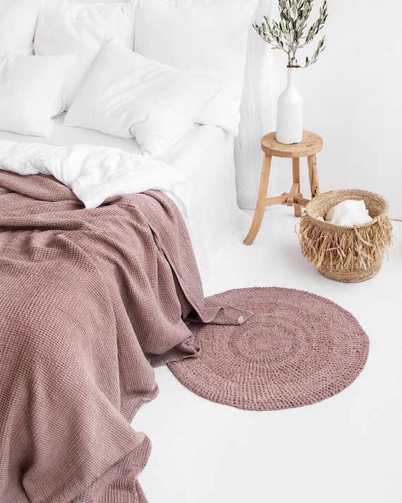 Waffle Linen Blanket in Woodrose dusty Pink. Linen Throw Blanket Bed Spread. Linen Bed Cover in King Queen Sizes. Etsy Canada