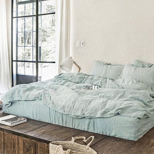 Etsy - Dusty blue linen fitted sheet by MagicLinen