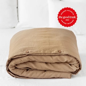 Bettwäsche-Set aus Leinen in Latte – Stonewashed-Leinen – Queen- und King-Bettdecke – OEKO-TEX®-zertifiziertes, mittelschweres Naturleinen-Bettwäsche-Set