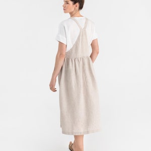 Linen pinafore dress MONTANA in natural melange. Oversized linen dress. Summer dress. Overall dress. Boho dress image 3