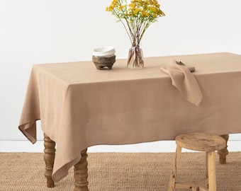 Latte Linen Tablecloth. Round square rectangular table linens. Custom size tablecloth. Fall tablecloth.