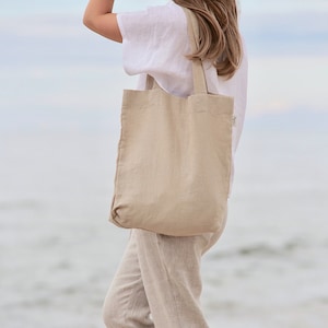 Linen tote bag. Linen bag in various colors. Linen shopping bag. Natural