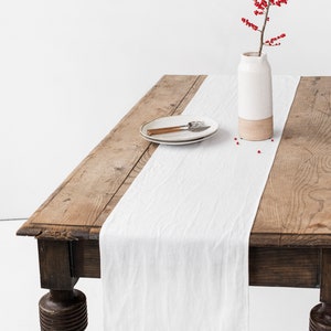 Linen table runner. Handmade, stone washed linen runner. Softened linen runner. Table linens, table decor. White
