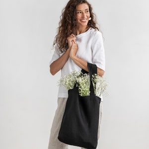 Linen tote bag. Linen bag in various colors. Linen shopping bag. Black