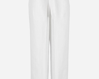 Slit Wrap Linen Pants NASSAU in White