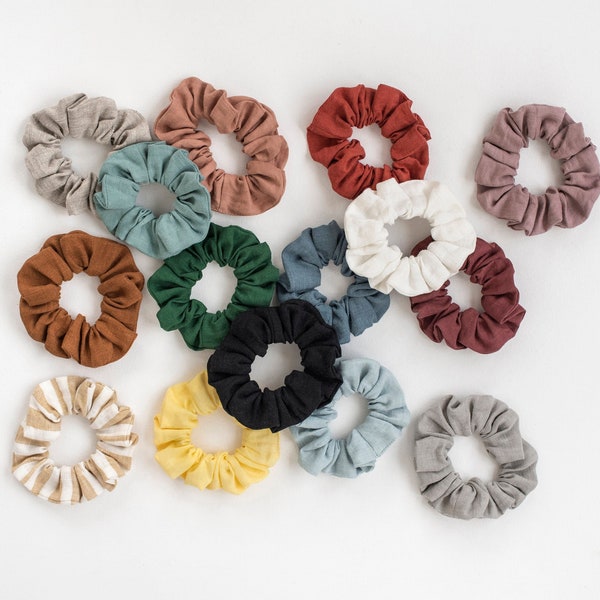 Linen scrunchie set (3 pcs) / 100% linen fabric / Zero waste / Hair tie / Ponytail holder