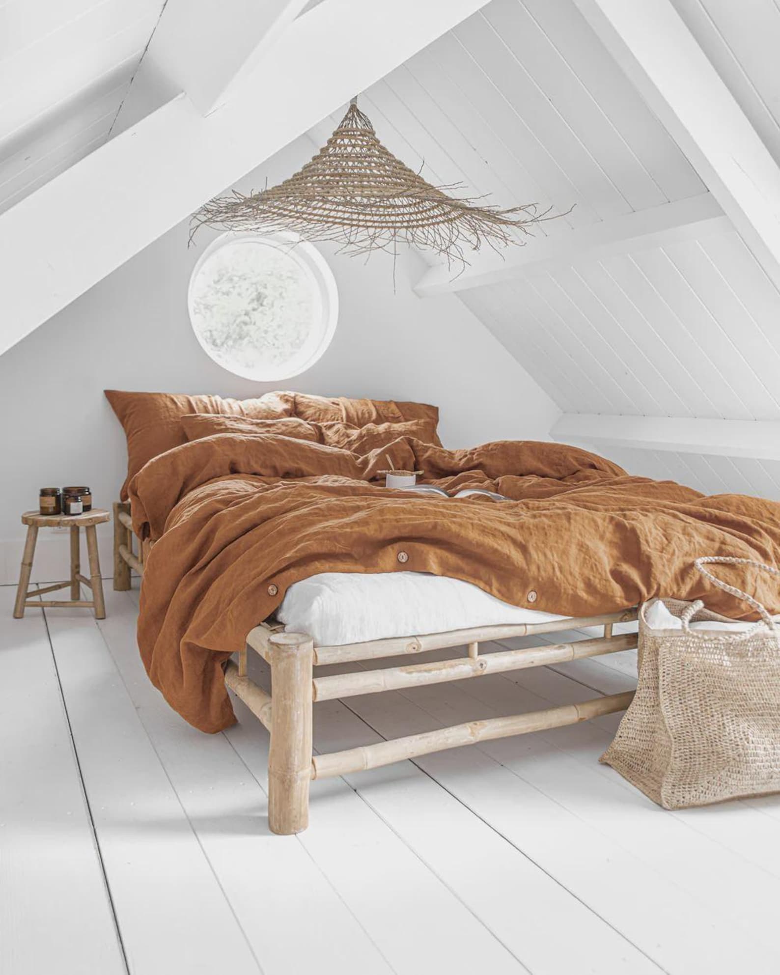 Cinnamon Linen Duvet Cover Set – 3 Piece Queen King Bedding – European Flax, Stonewashed Midweight Linen, Breathable Warm Tone Bedding Set
