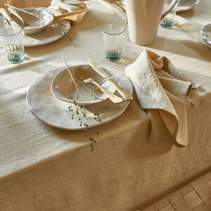 Sandy beige Linen Tablecloth Round, square, rectangular table linens Custom linen fabric tablecloth image 3