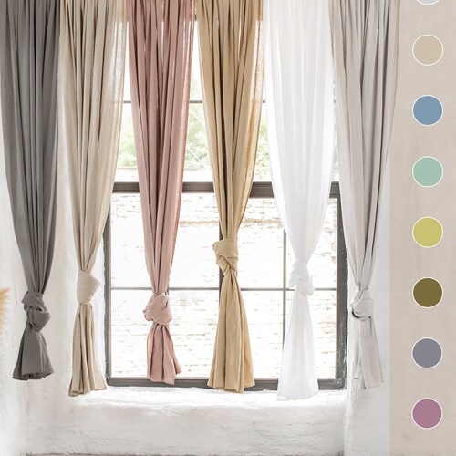 Rod Pocket Sheer Linen Curtain Panel 1 Pcs. Custom Size Day Etsy
