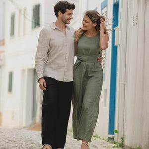 Teal Linen Wrap Dress – Sleeveless Maxi Dress with Adjustable Waist Ties – Boho Wedding Guest Outfit – Sustainable Clothing BORACAY image 11