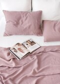 Woodrose Linen Flat Sheet – Soft Dusty Pink Bedding – Stonewashed Natural Flax Layer – Breathable Year-Round Sheet – Queen King Sizes