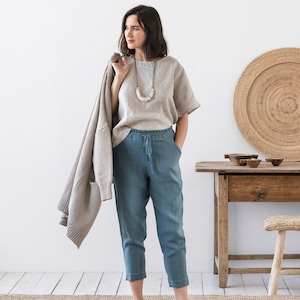 Linen pants DOMME in Various colors / Loose linen trousers / Clothing for women / Made to order image 7