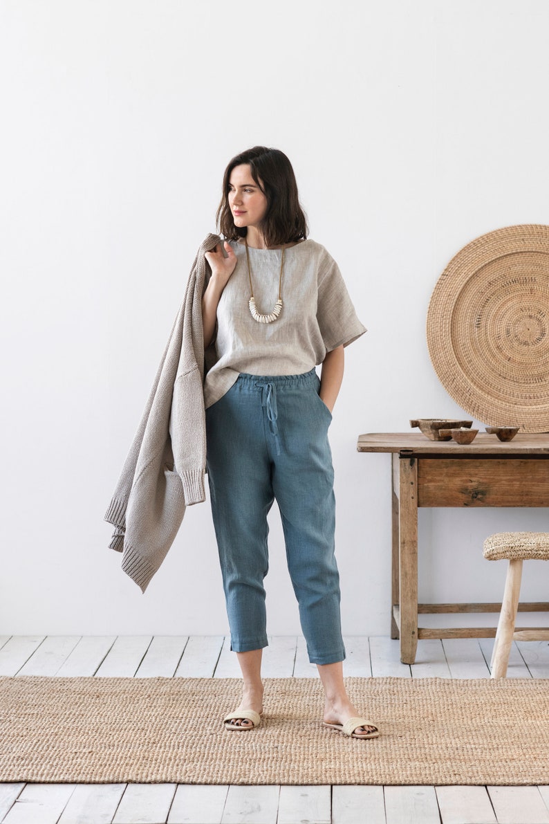 Linen pants DOMME in Various colors / Loose linen trousers / Clothing for women / Made to order image 7