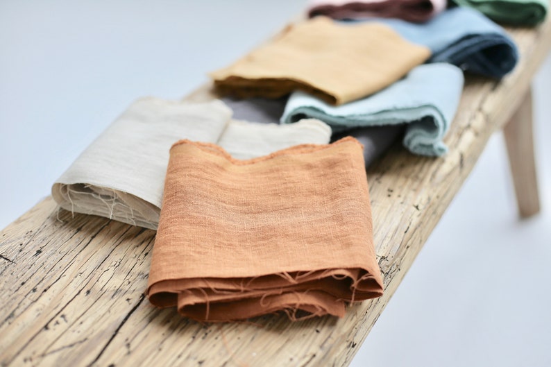 Linen fabric remnants Set of 5 in one color / Linen leftovers / Linen fabric scraps / DIY / Zero waste scraps image 3