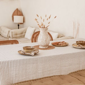 Etsy - Striped in Natural Linen tablecloth by MagicLinen