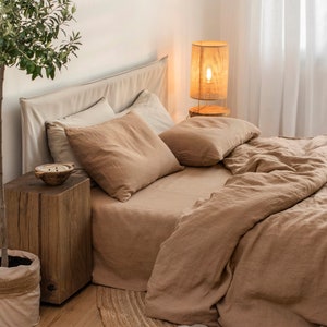 Linen bedding set in Latte. King, Queen duvet cover set. 3 piece washed linen set includes two pillowcases. image 5