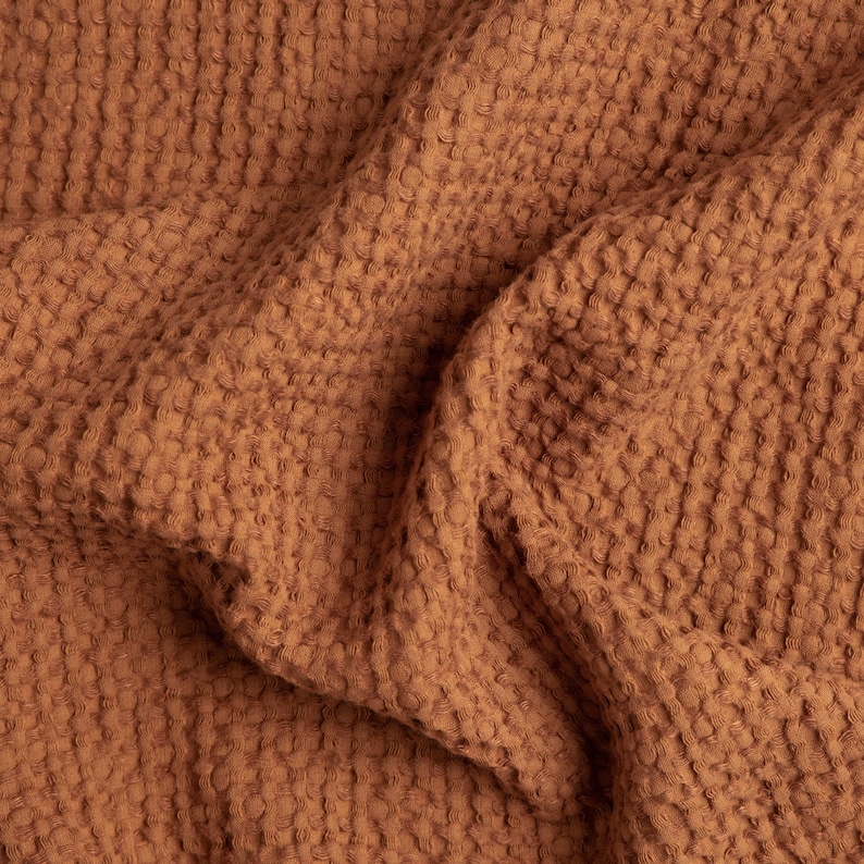 Waffle linen blanket in Cinnamon. Linen throw blanket. Linen image 2