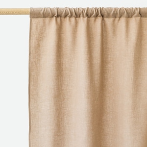 Rod pocket linen curtain panel in natural color 1 pcs. Semi-sheer linen drapes. Custom sizes Latte