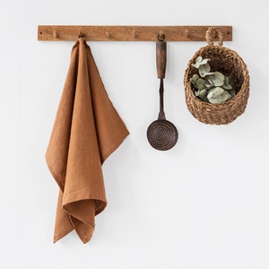 Linen tea towel. Washed linen kitchen towel. Guest hand towel. Natural dish towel. Cinnamon