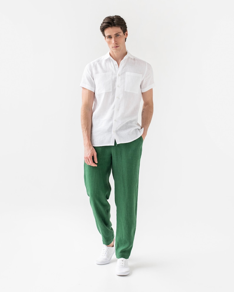 Herren Leinenhose PALERMO. Leinenhose für Herren. Leichte Leinenhose für den Sommer. Leinenbekleidung für Männer in verschiedenen Farben. Green