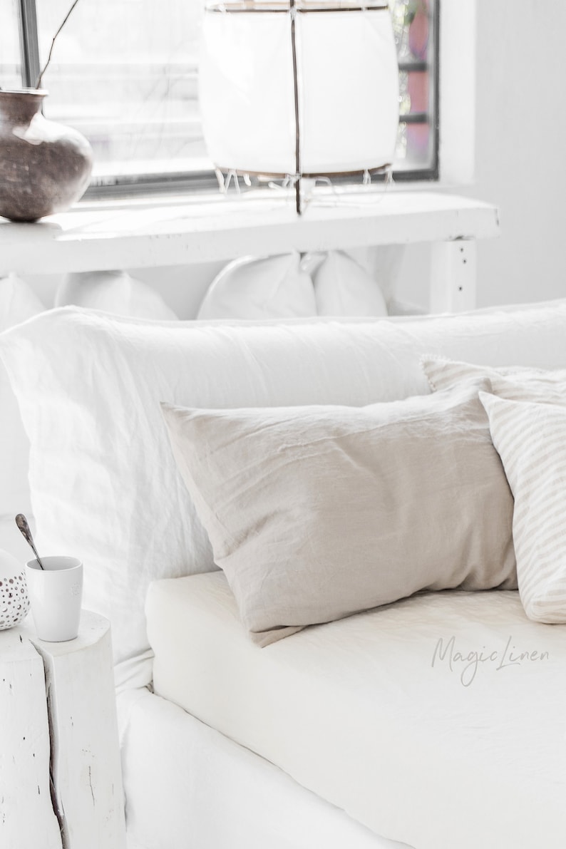 Linen Pillow Case in Natural Linen oatmeal Color. Standard Etsy