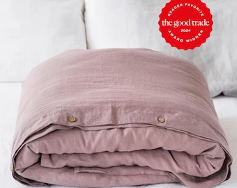 Woodrose Linen Duvet Cover — Pink Queen Duvet Cover — King Comforter Cover — Linen Bedding