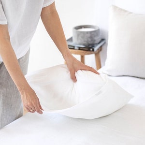 Linen bedding SET in White color. Linen duvet cover set 2 pillowcases. Stone washed linen bed set. King / Queen duvet sizes image 9
