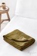 Linen flat sheet in Olive Green. Custom size flat bed sheets. Queen, King linen top sheet. 