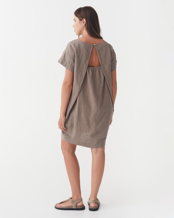 Linen Mini Dress  Short Sleeve Flowy Dress  Casual Loose Fit Outfit   Lightweight Vacation Travel Look  Boho Beachwear Tunic SIWA - Etsy Hong  Kong