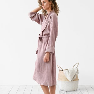 Linen robe in various colors / Dressing gown / Linen bathrobe / Perfect gift for woman Woodrose