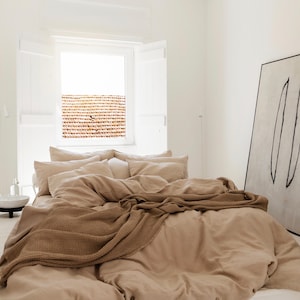 Natural Linen Duvet Cover Set — Beige Queen Duvet Cover — King Linen Bedding Set — Earthy Bedroom Decor image 3